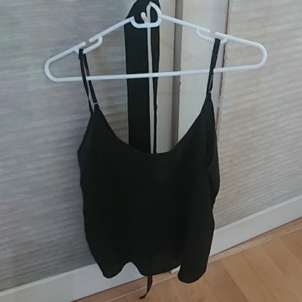 Satin-like black tank top